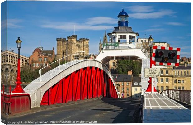Newcastle Swing Bridge and Castle Canvas Print by Martyn Arnold