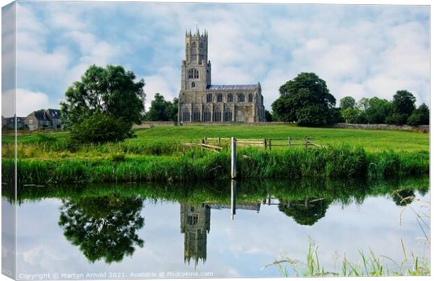 Fotheringhay Church and River Nene Northamptonshire Canvas Print by Martyn Arnold