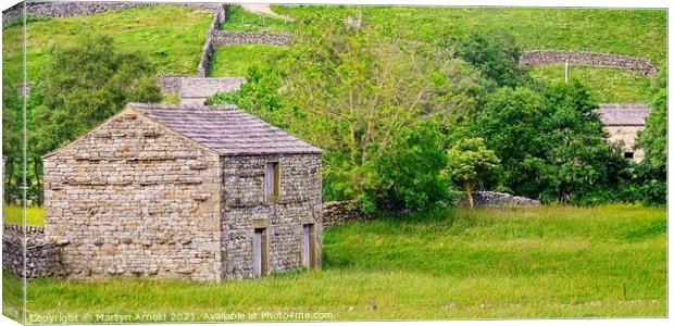Swaledale Stone Barns at Muker Canvas Print by Martyn Arnold