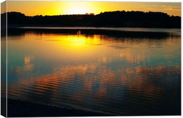 Sunset Over Lake with Reflections Canvas Print by Scott Hubert