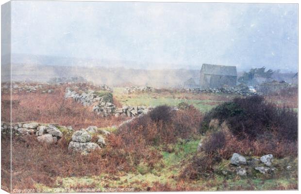 Cornish Landscape with Cottage Canvas Print by Jean Gill