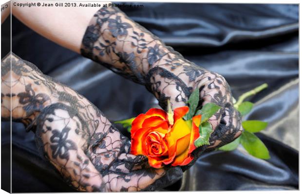 Lace gloves and rose Canvas Print by Jean Gill