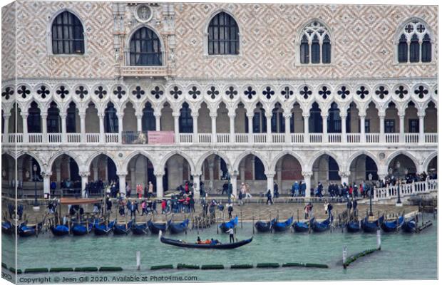 Gondolas moored by the Doge's Palace, Venice Canvas Print by Jean Gill