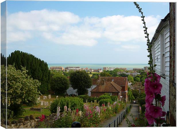 Church Hill- Hythe- in Summer . Canvas Print by Antoinette B