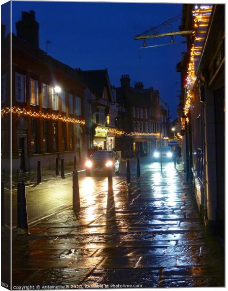 Hythe High Street after the rain  Canvas Print by Antoinette B