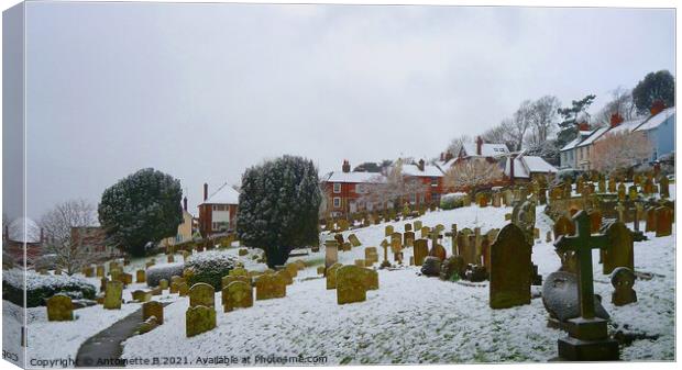 Winter's day on Church Hill Hythe Kent  Canvas Print by Antoinette B