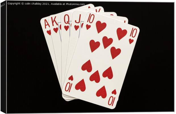 Royal Flush in Hearts Canvas Print by colin chalkley