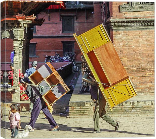 Transporting office equiment in Nepal Canvas Print by colin chalkley