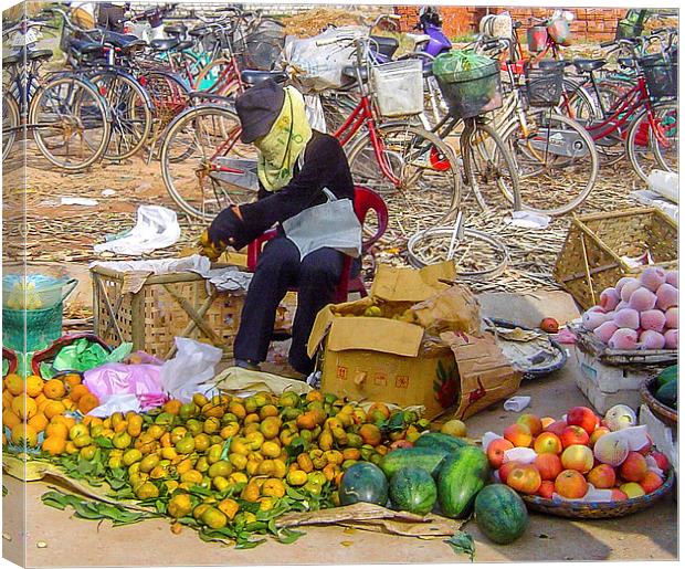 Bicycles and Fruit Canvas Print by colin chalkley