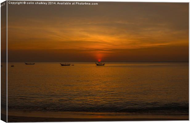 Thailand Beach Sunset Canvas Print by colin chalkley