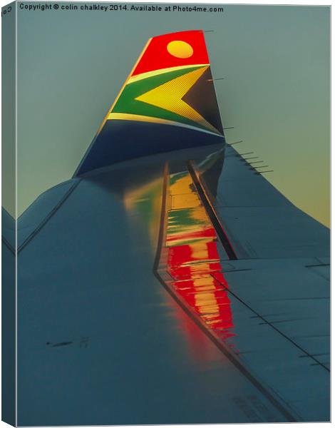 Sunrise on an A330 Airbus Wingtip Canvas Print by colin chalkley
