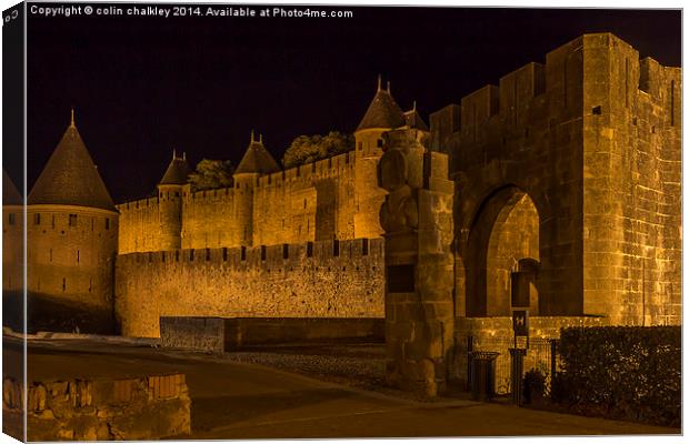Narbonnaise Gate Carcassonne  Canvas Print by colin chalkley