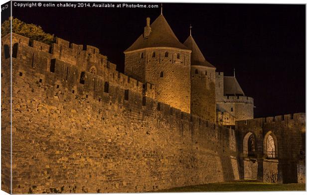  Narbonnaise Gate Carcassonne Ramparts Canvas Print by colin chalkley