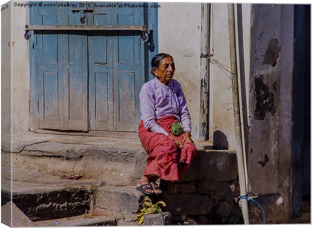  Contemplation in Kathmandu Canvas Print by colin chalkley