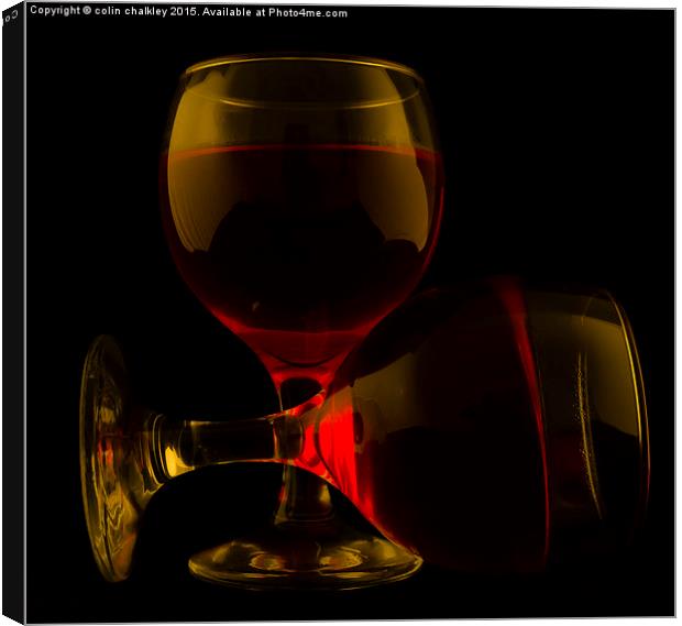  Two Glasses of Red Wine Canvas Print by colin chalkley
