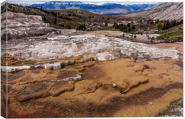 Travertine Terraces - Yellowstone  Canvas Print by colin chalkley