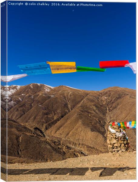 Prayer Flags in Tibet Canvas Print by colin chalkley