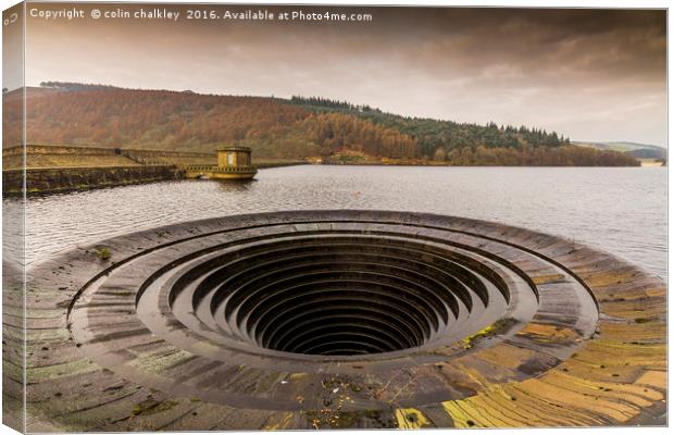 Ladybower Reservoir Overflow Canvas Print by colin chalkley