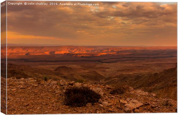 Fish River Canyon Sunset Canvas Print by colin chalkley