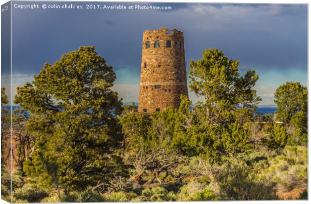 Desert View Watch Tower - Grand Canyon Canvas Print by colin chalkley