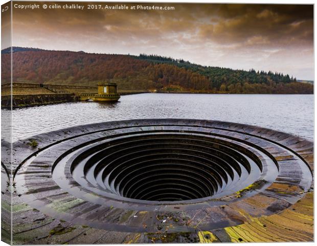 Ladybower Reservoir Overflow Canvas Print by colin chalkley