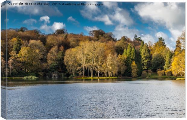 Late November afternoon at Stourhead Gardens Canvas Print by colin chalkley