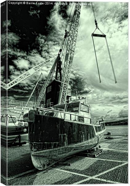  High and Dry at Goodwick Harbour Canvas Print by Barrie Foster
