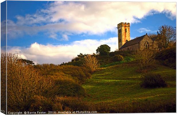 The Church of St James, Manorbier Canvas Print by Barrie Foster
