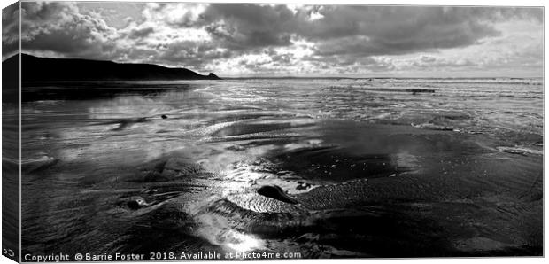 Newgale Reflections Canvas Print by Barrie Foster