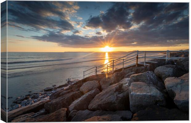 Sunset on Aberavon beach Canvas Print by Leighton Collins