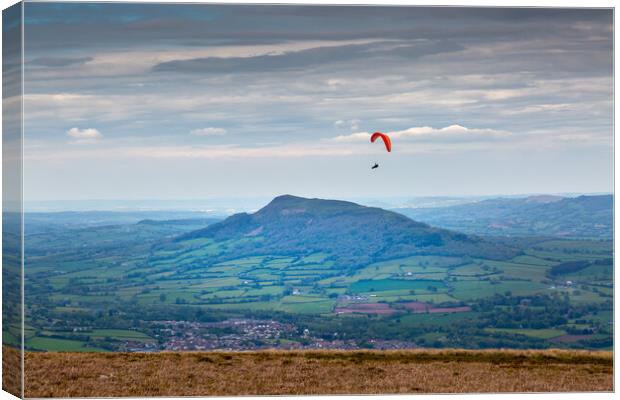 Paragliding over Abergavenny Canvas Print by Leighton Collins