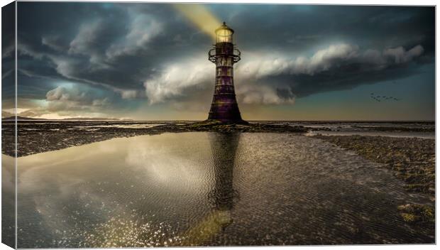 Whiteford lighthouse Gower Canvas Print by Leighton Collins