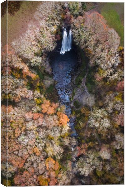 Aerial view of Henrhyd Falls Canvas Print by Leighton Collins