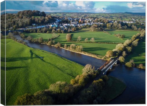 The river Towy in Llandeilo by drone Canvas Print by Leighton Collins