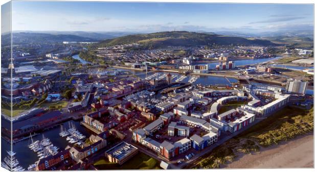 Swansea Marina, River Tawe, Kilvey Hill Canvas Print by Leighton Collins