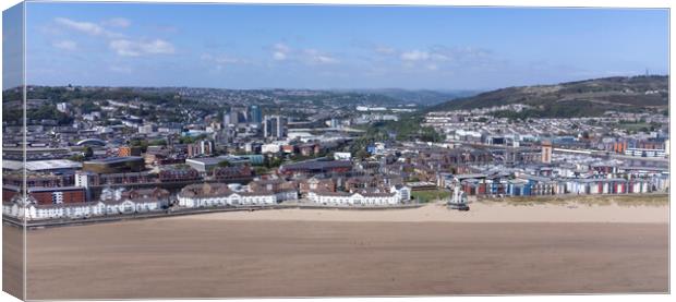 Aerial view of Swansea City Canvas Print by Leighton Collins