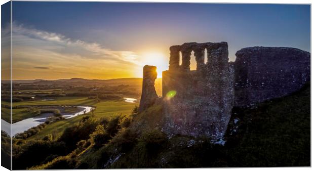 Sunset at Dryslwyn Castle Canvas Print by Leighton Collins