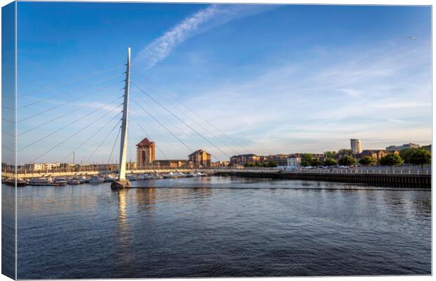 Swansea marina and Millennium Bridge Canvas Print by Leighton Collins