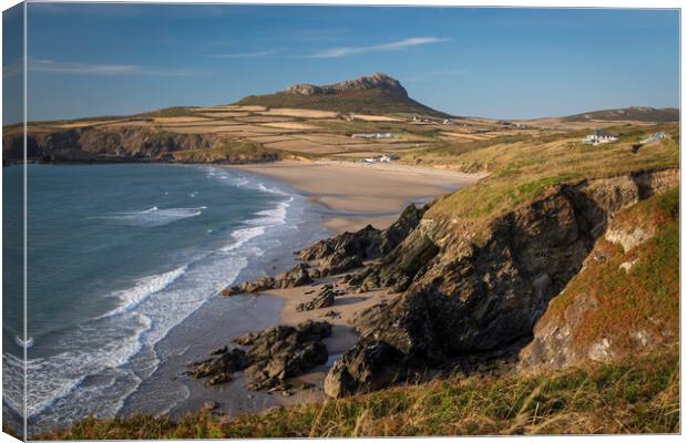 Whitesands Bay and Carn Llidi hill Canvas Print by Leighton Collins
