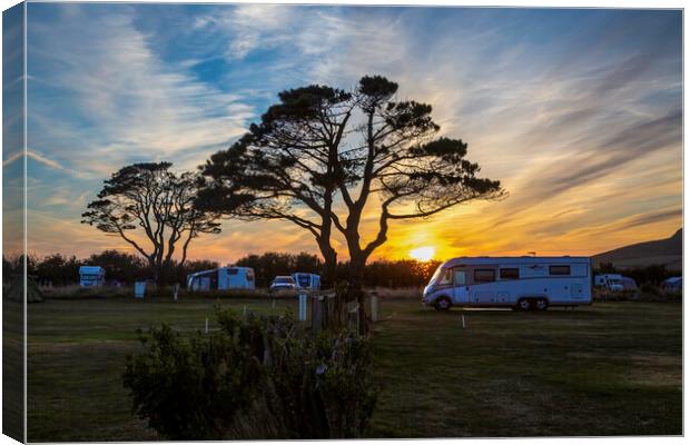 Sunset at a campsite Canvas Print by Leighton Collins
