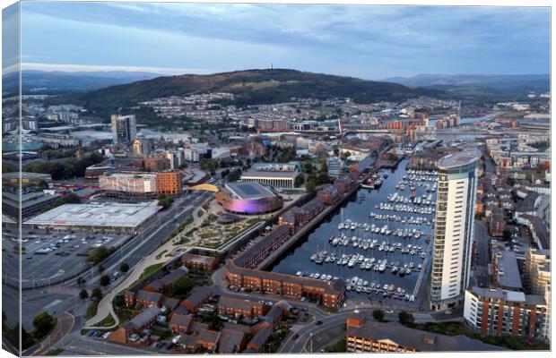 Swansea City by drone Canvas Print by Leighton Collins
