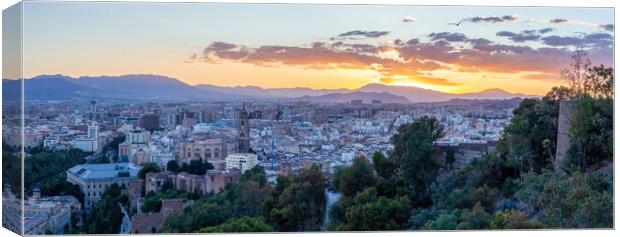 Malaga sunset panorama Canvas Print by Leighton Collins
