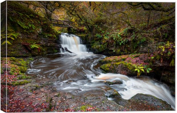 The Sychryd Cascades waterfall Canvas Print by Leighton Collins