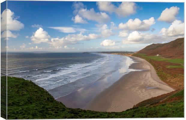Rhossili Bay on the Gower Peninsula Canvas Print by Leighton Collins