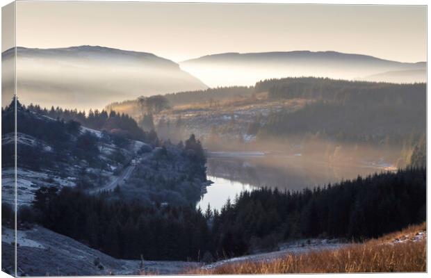 Cantref reservoir on the A470 Canvas Print by Leighton Collins
