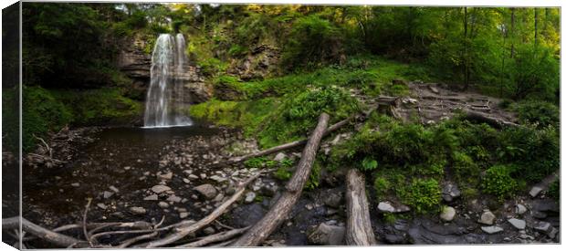 Henrhyd Falls panorama Canvas Print by Leighton Collins