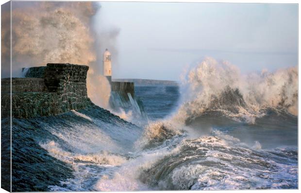 Storm Kathleen at Porthcawl Canvas Print by Leighton Collins