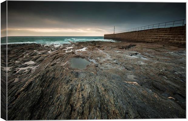 Porthleven pier Cornwall Canvas Print by Leighton Collins