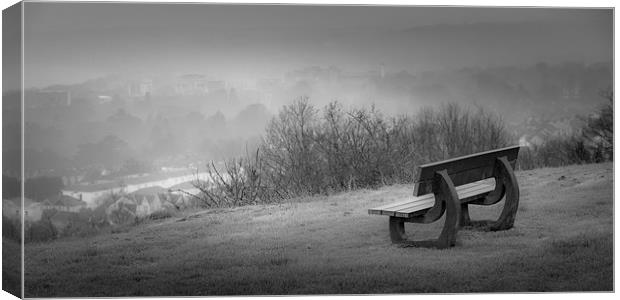 Misty bench Canvas Print by Leighton Collins