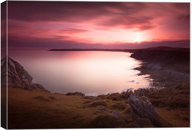 Pennard cliffs and Oxwich Bay Canvas Print by Leighton Collins
